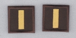 LT Lieutenant GOLD on BROWN rank insignia collar/lapel patches 1.5" LARGE